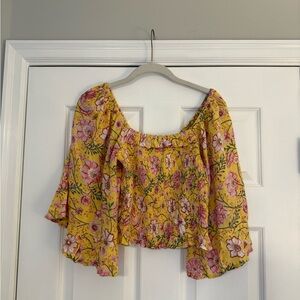 Billabong Floral Yellow Women's Top Size M